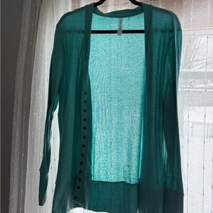 Zenana Outfitters Teal Open-Front Cardigan Size 2x